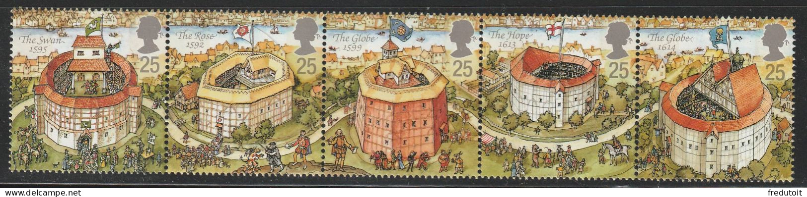 GRANDE BRETAGNE - N°1826/30 ** (1995) "Shakespeare's Globe" - Unused Stamps