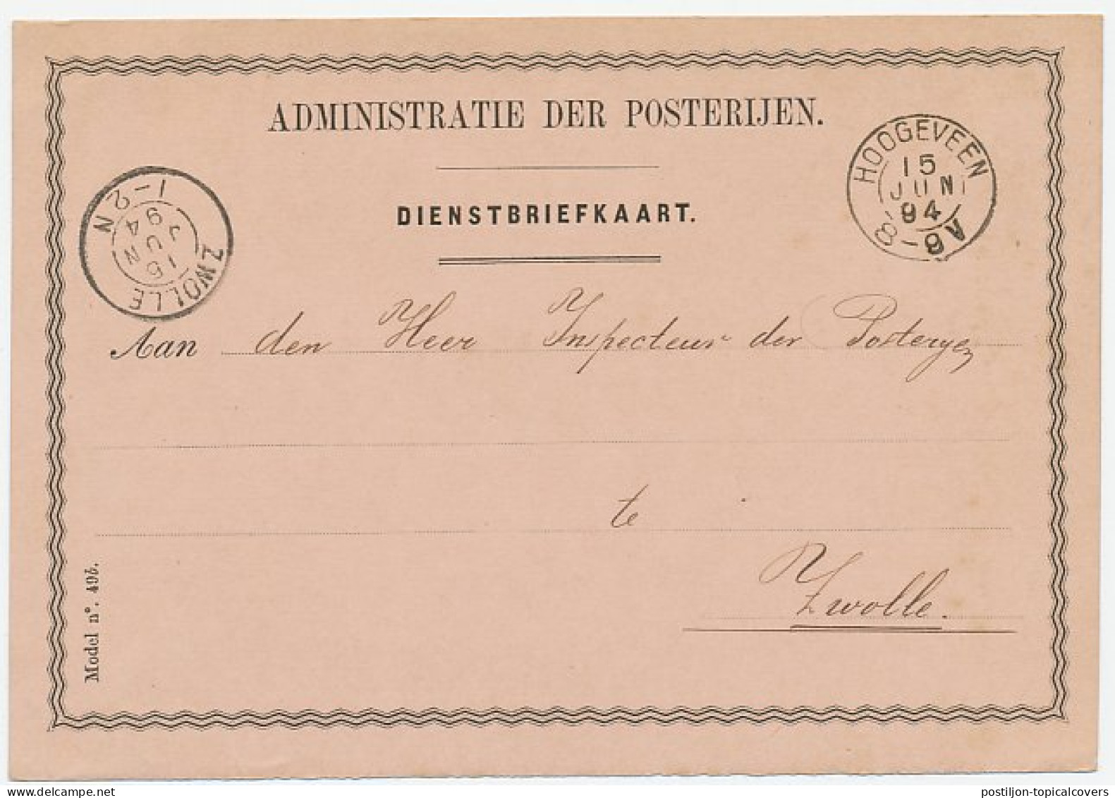 Kleinrondstempel Hoogeveen 1894 - Sin Clasificación