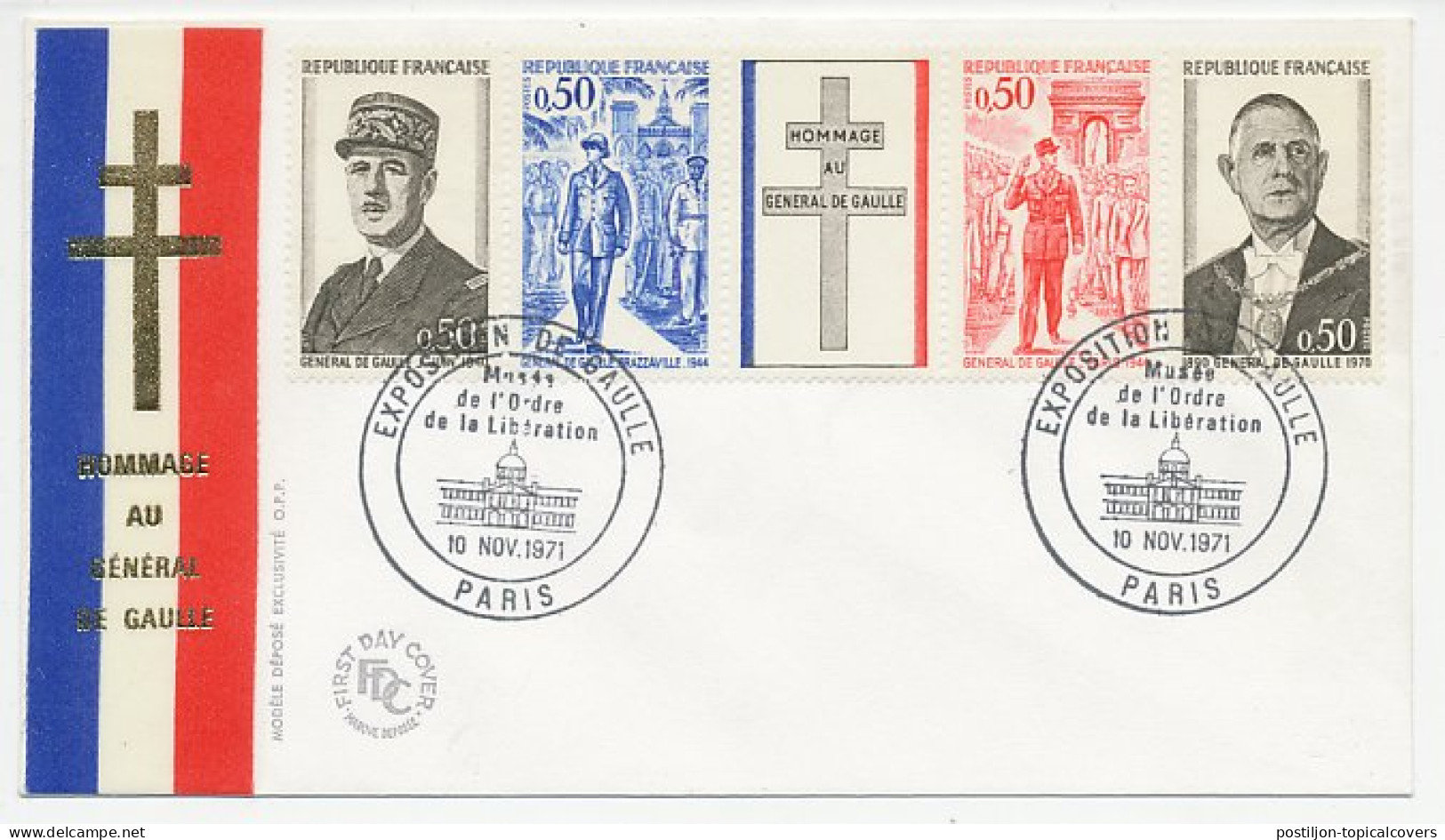Cover / Postmark France 1971 Charles De Gaulle - Autres & Non Classés
