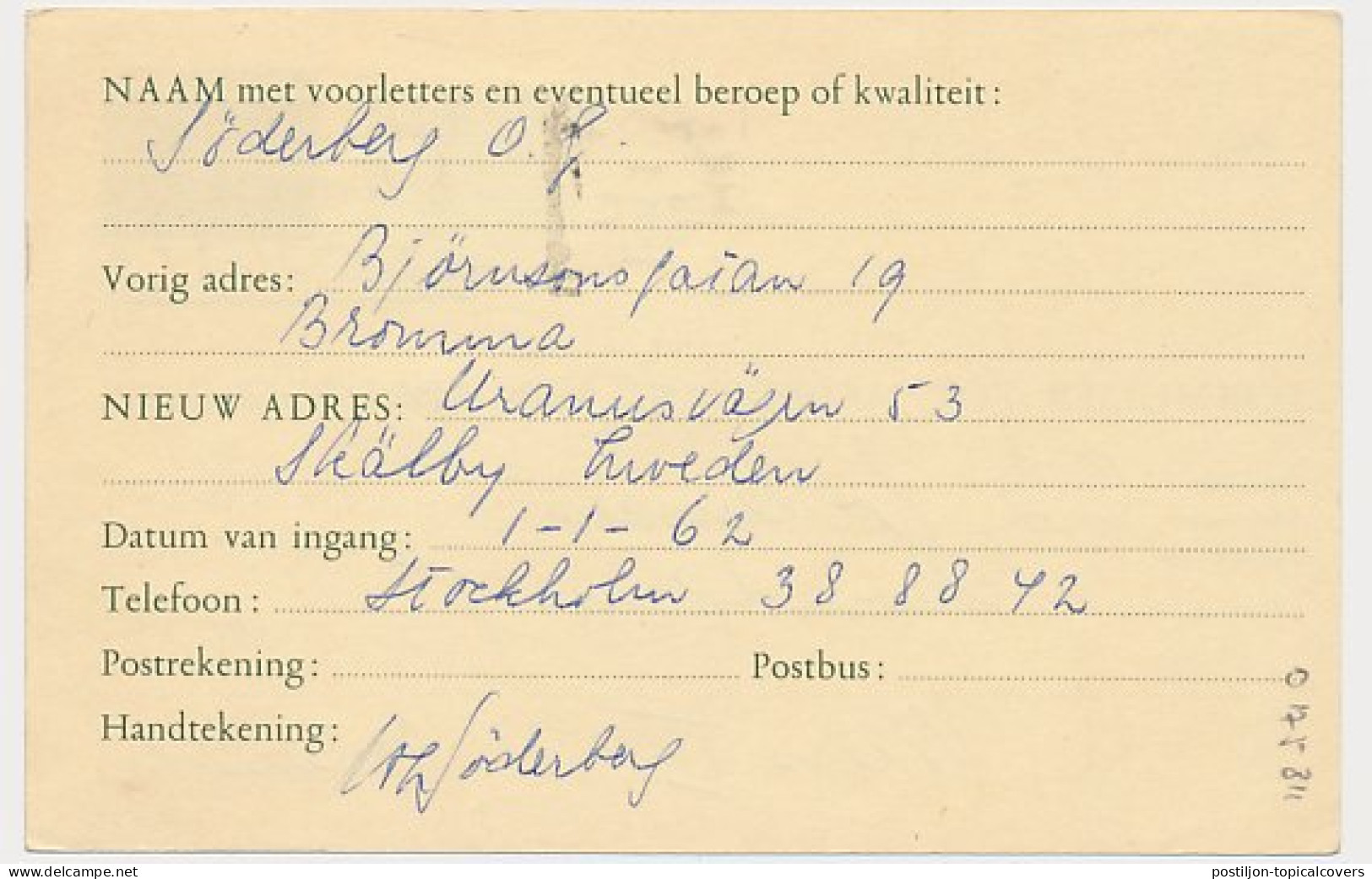 Verhuiskaart G. 26 Hilversum - Oostenrijk 1961 - Buitenland - Material Postal