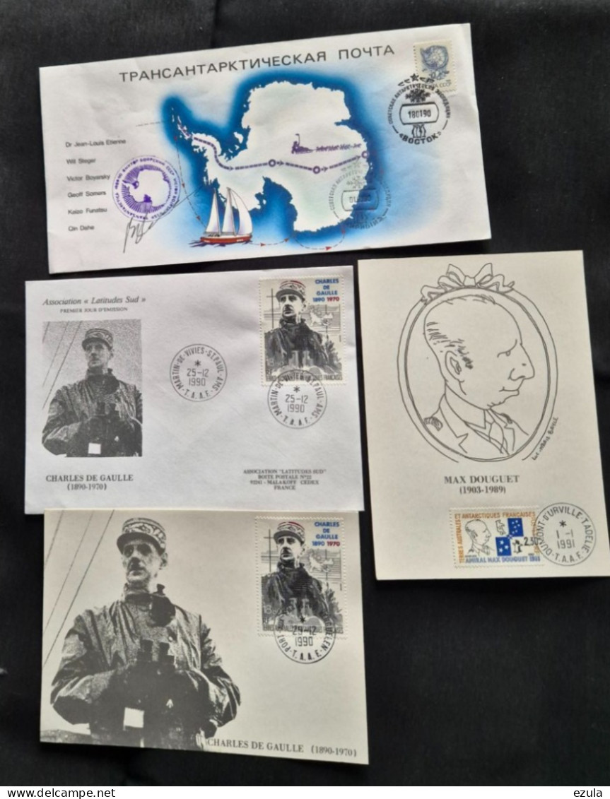 Mission Antarctique 1990 - 6 Documents - Cartas & Documentos