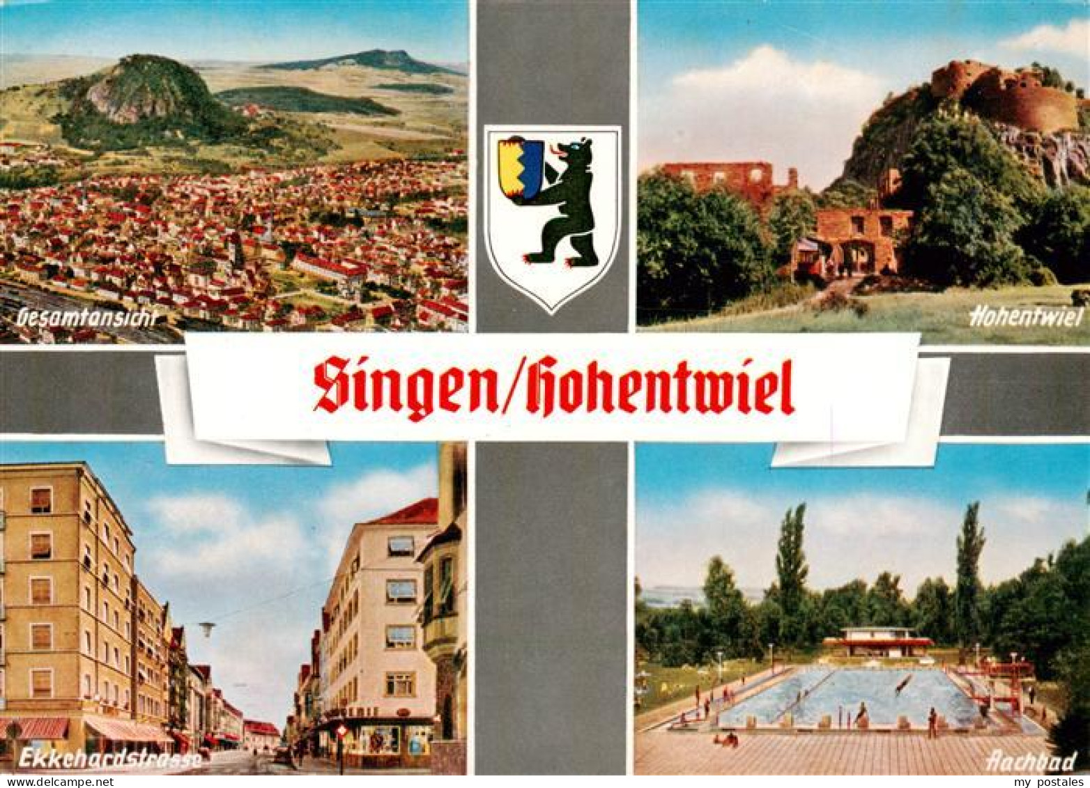 73937565 Singen_Hohentwiel Fliegeraufnahme Hohentwiel Ekkehardstrasse Aachbad - Singen A. Hohentwiel