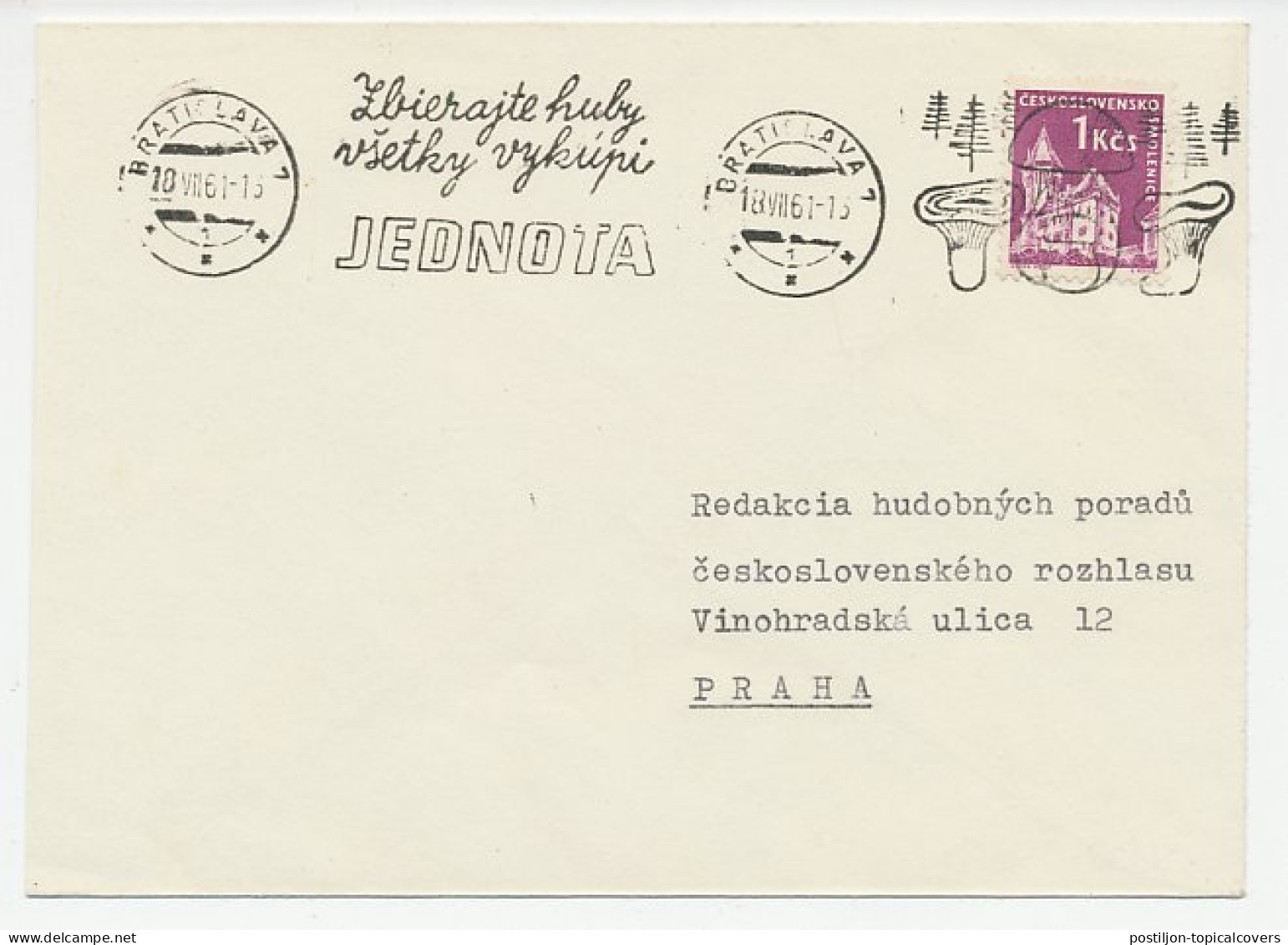 Cover / Postmark Czechoslovakia1961 Collect Mushrooms - Funghi