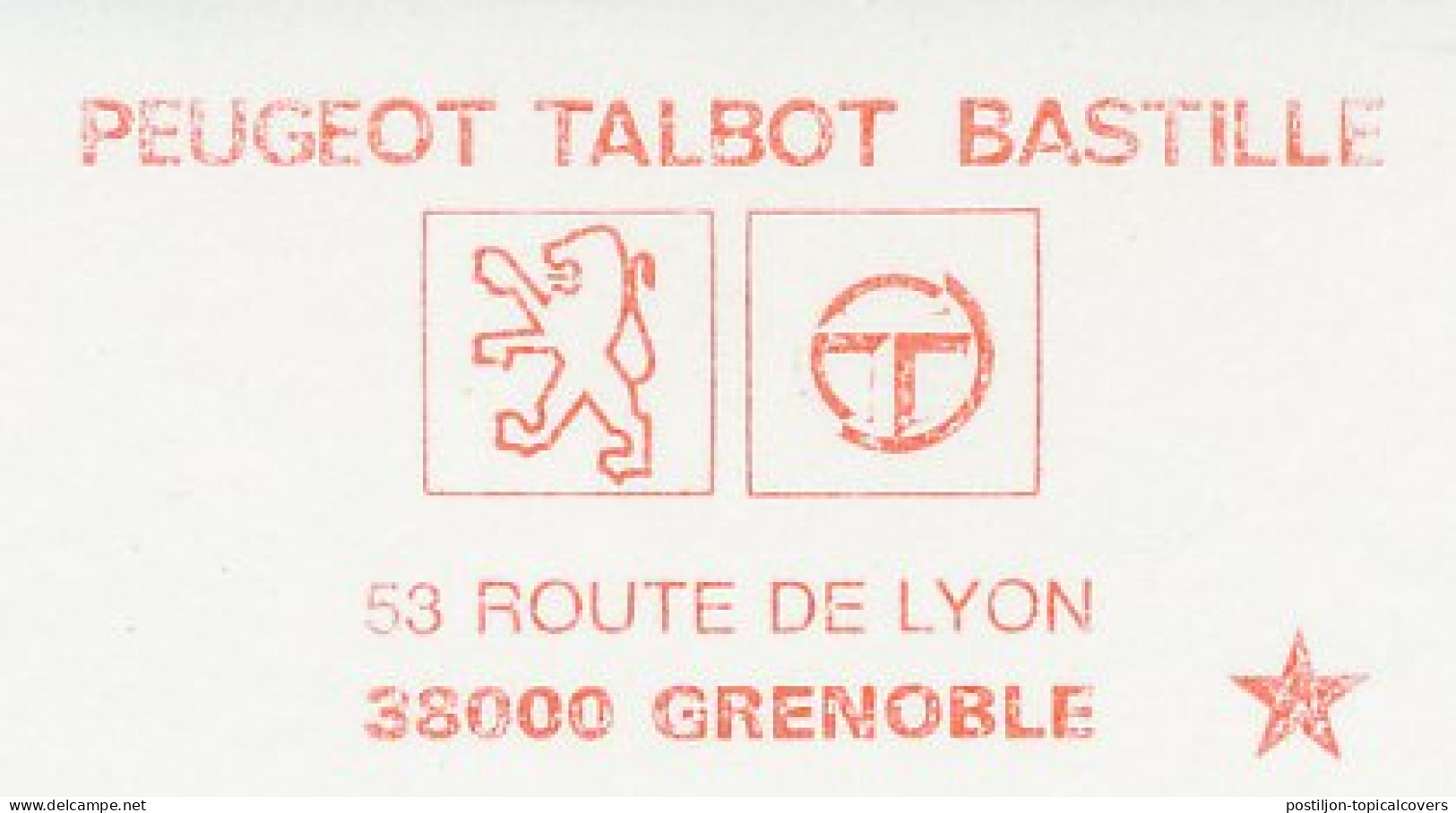 Specimen Meter Sheet France 1987 Car - Peugeot - Talbot - Automobili