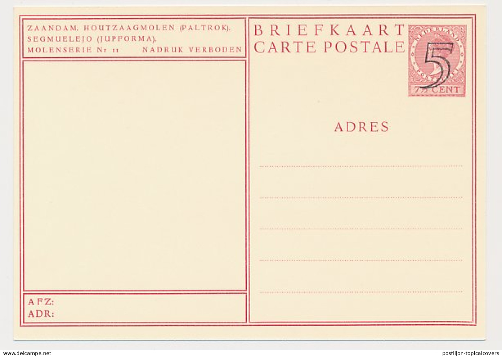 Briefkaart G. 285 K - Zaandam - Postwaardestukken