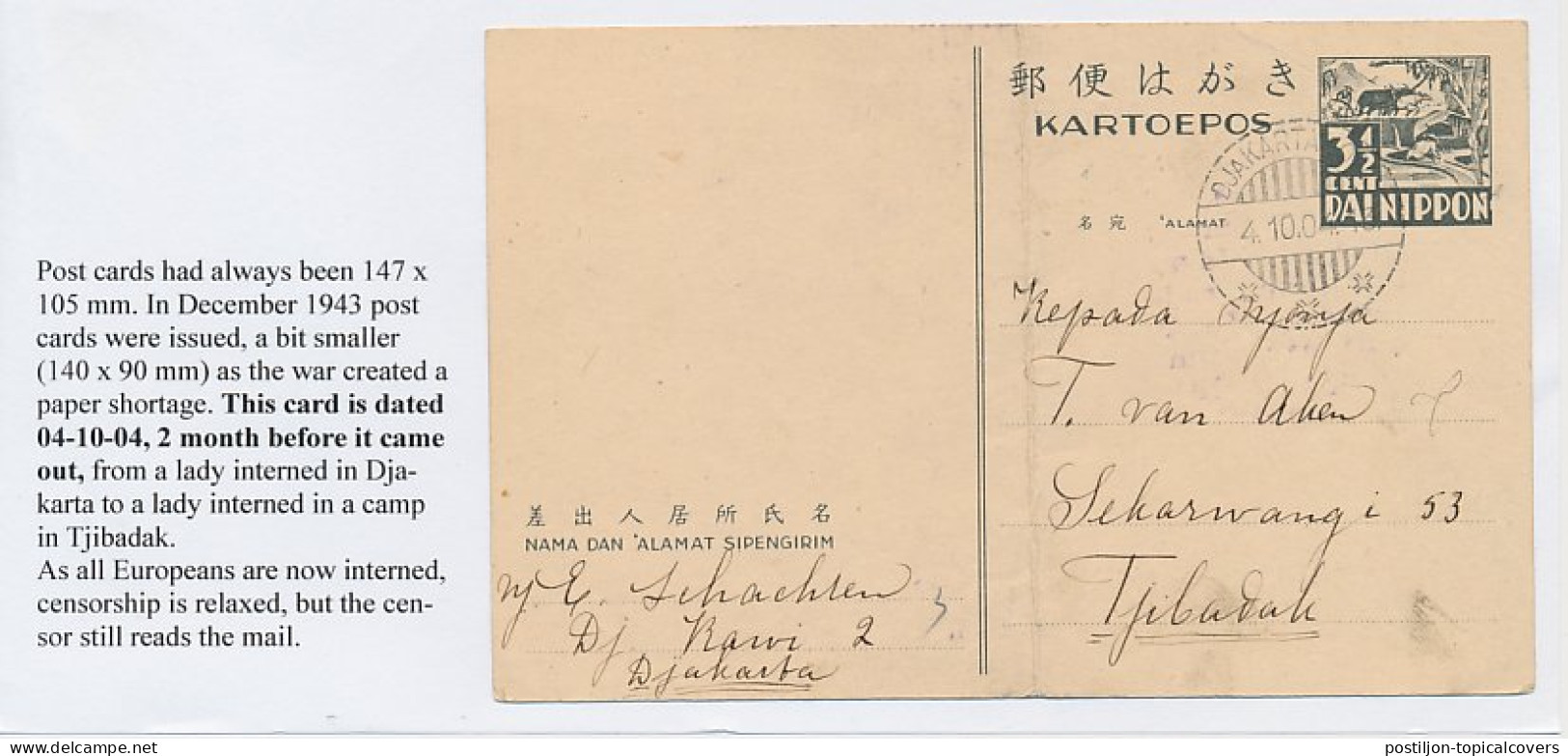 Censored Card Camp Djakarta - Camp Tibadak Neth. Indies / Nippon - India Holandeses