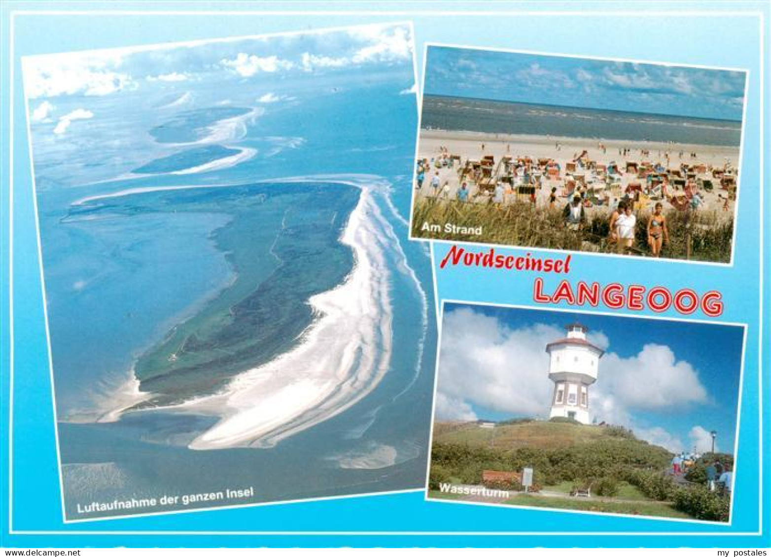 73937549 Langeoog_Nordseebad Fliegeraufnahme Strandpartie Wasserturm - Langeoog