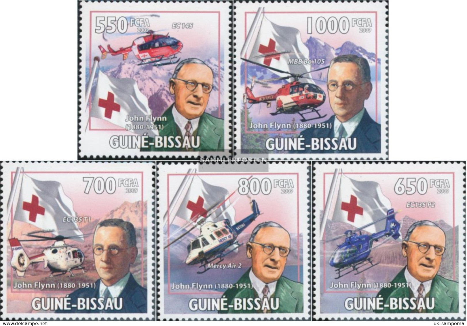 Guinea-Bissau 4515-4519 (complete. Issue) Unmounted Mint / Never Hinged 2009 John Flynn, Hubschrauber - Guinea-Bissau