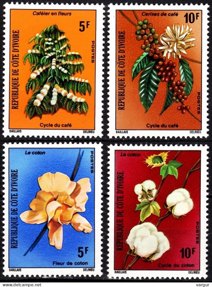 IVORY COAST / COTE D'IVOIRE 1975 FLORA Plants Flowers. Coffee And Cotton Blossoms, MNH - Autres & Non Classés