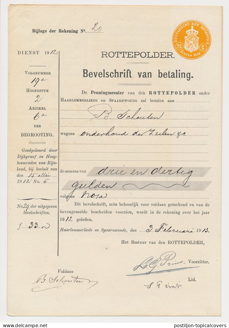 Fiscaal Droogstempel 15 C. ZEGELRECHT MET OPCENTEN AMST. 1912 - Steuermarken