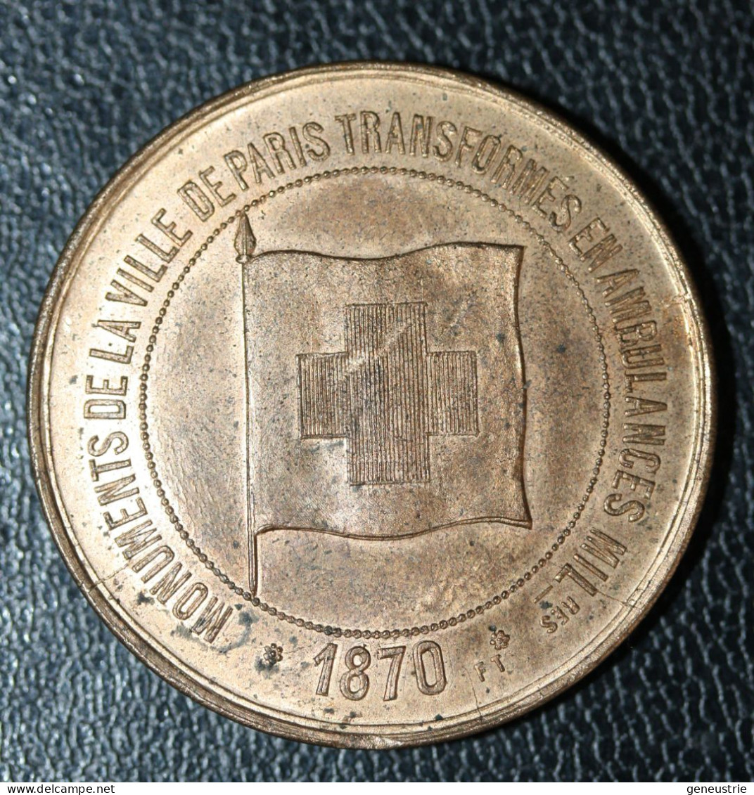 Jeton De La Croix-Rouge "Secours Aux Blessés Pendant Et Après La Guerre 1870 / Hôtel Des Ventes Ambulance Militaire" - Monedas / De Necesidad