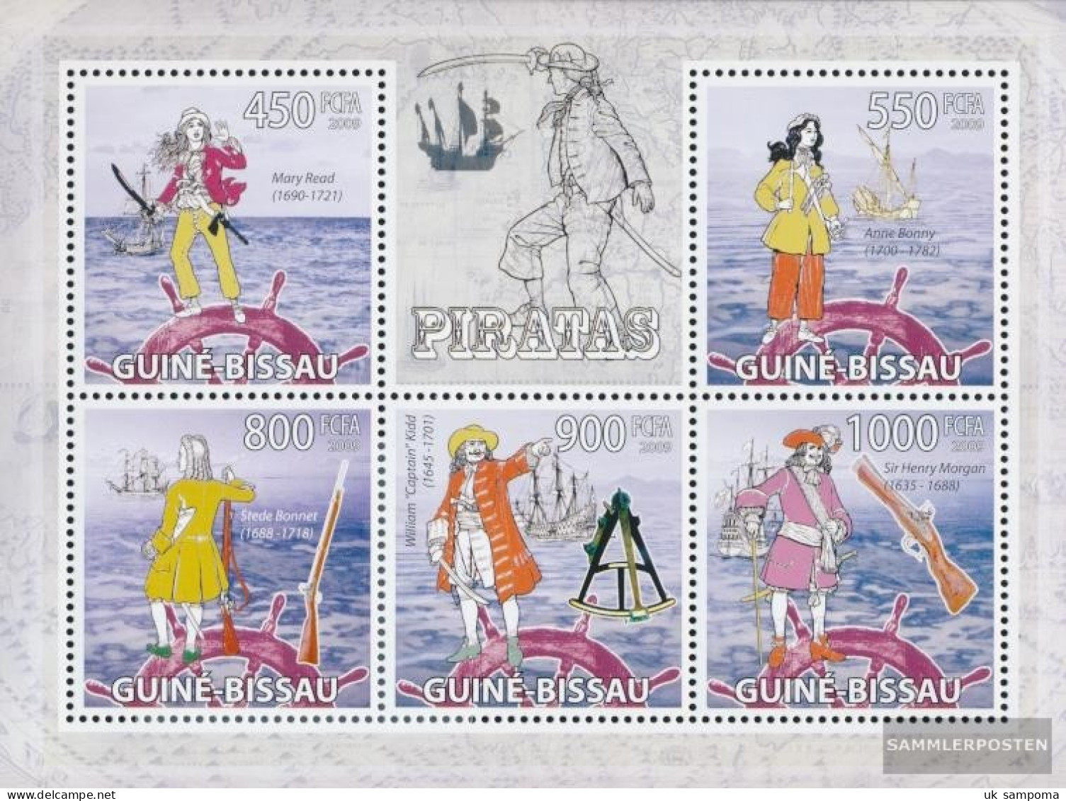 Guinea-Bissau 4498-4502 Sheetlet (complete. Issue) Unmounted Mint / Never Hinged 2009 Pirates And Vessels - Guinée-Bissau