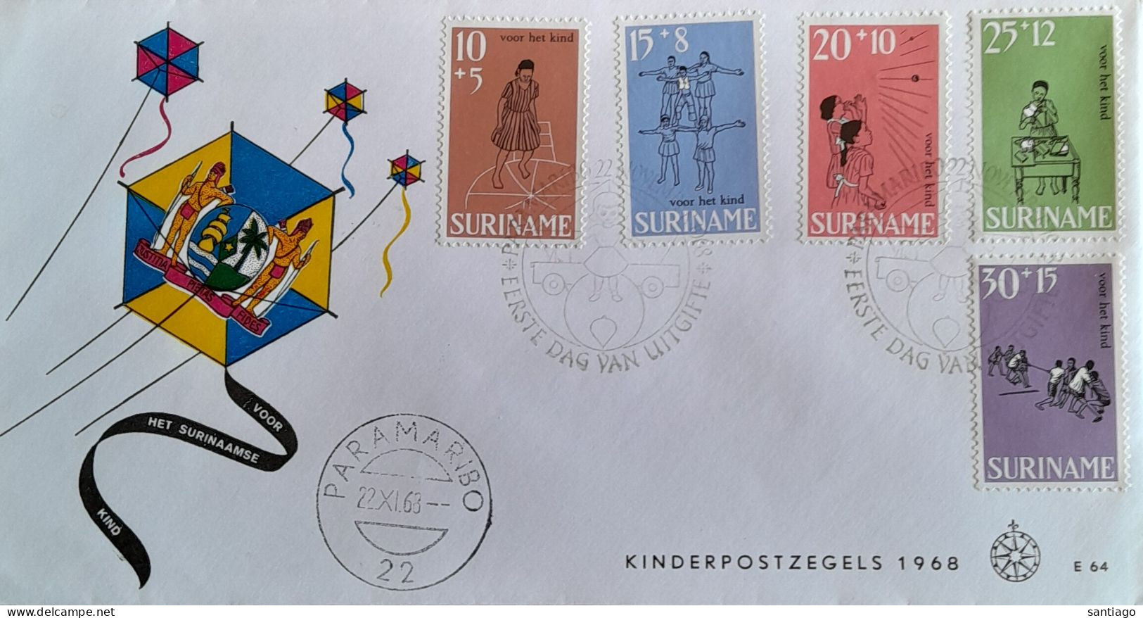 Suriname : FDC Kinderzegels ( Nrs 486 - 90 )  E 40 / Paramaribo - Publibels