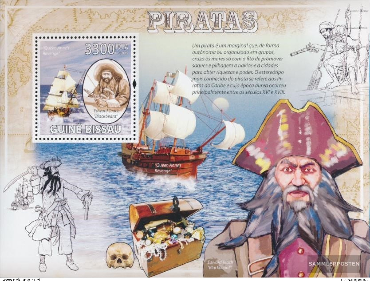 Guinea-Bissau Miniature Sheet 734 (complete. Issue) Unmounted Mint / Never Hinged 2009 Pirates And Vessels - Guinée-Bissau