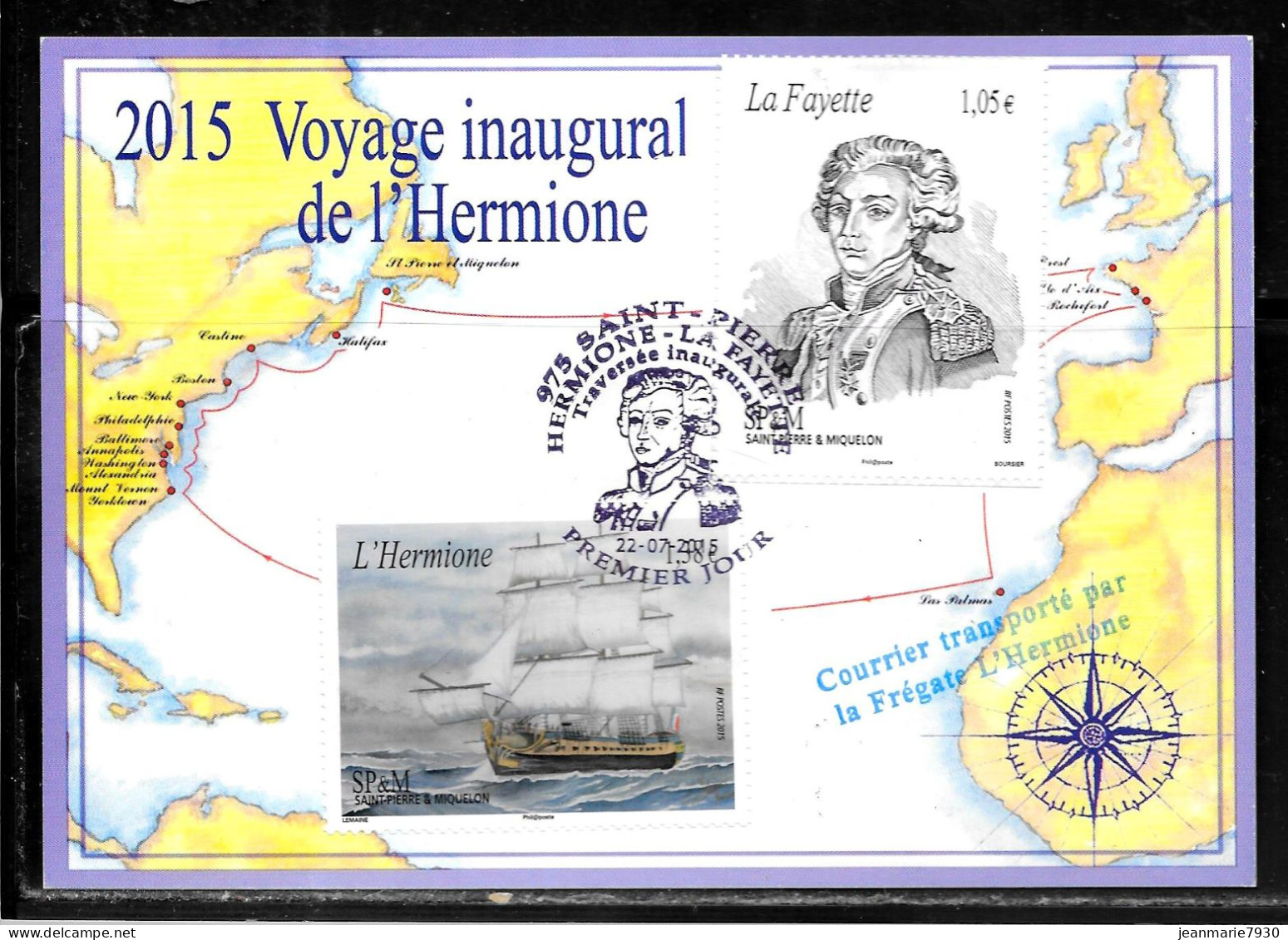 C469 - F 1137TRAVERSEE INAUGURALE DE LA FREGATE L'HERMIONE LA FAYETTE - COURRIER TRANSPORTE PAR LA FREGATE - Cartas & Documentos