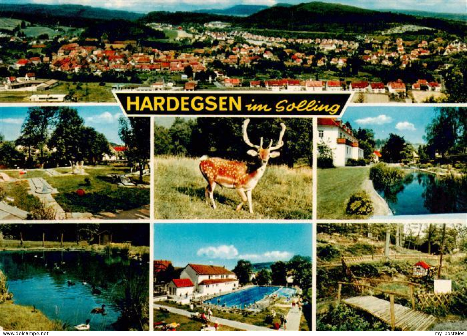 73937481 Hardegsen Panorama Minigolf Hirsch Schwanenteich Schwimmbad Park - Hardegsen