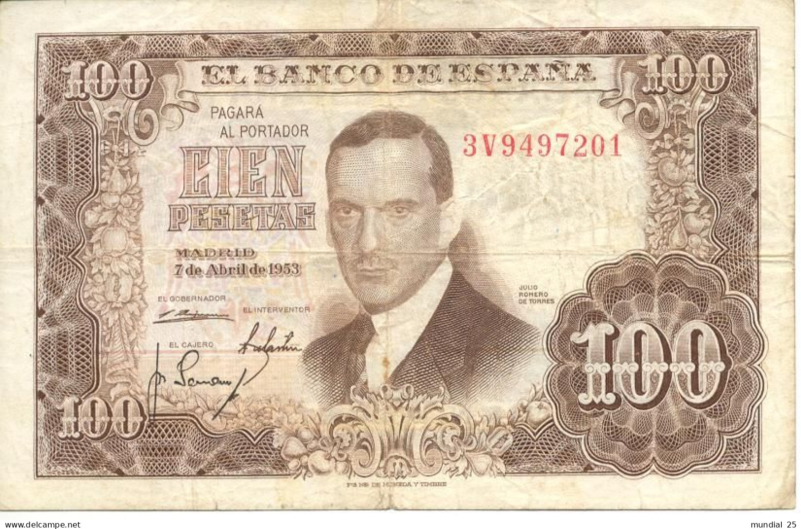 SPAIN 100 PESETAS 07/04/1953 - 100 Pesetas
