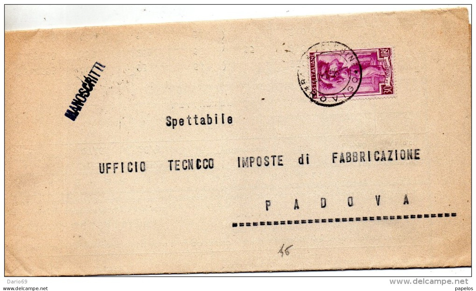 1956   LETTERA CON ANNULLO ROVIGO - 1946-60: Storia Postale