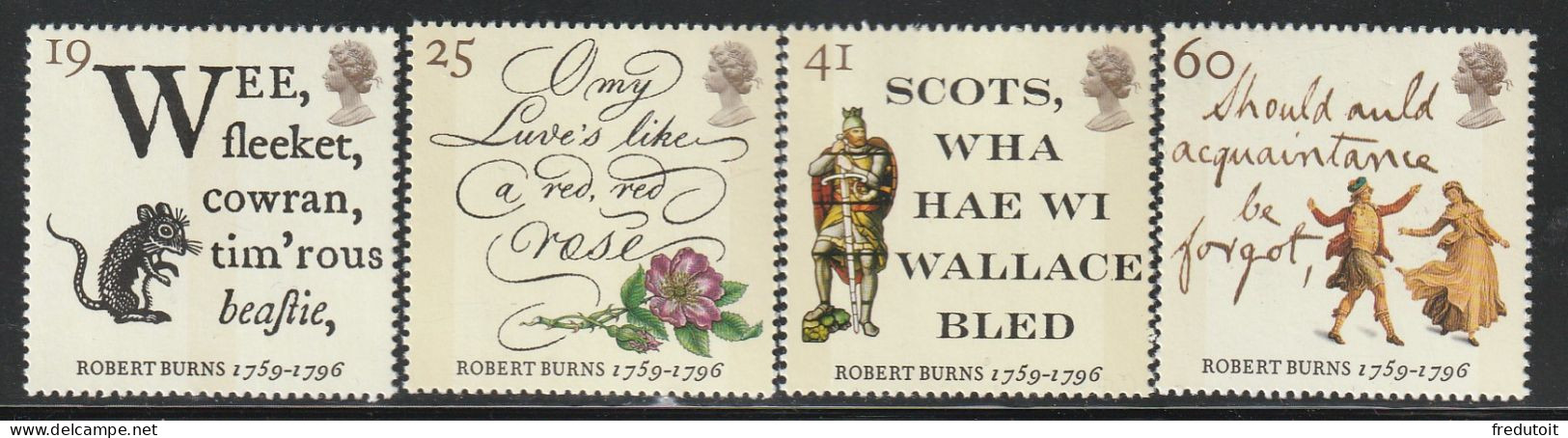 GRANDE BRETAGNE - N°1847/50 ** (1996) Robert Burns - Unused Stamps