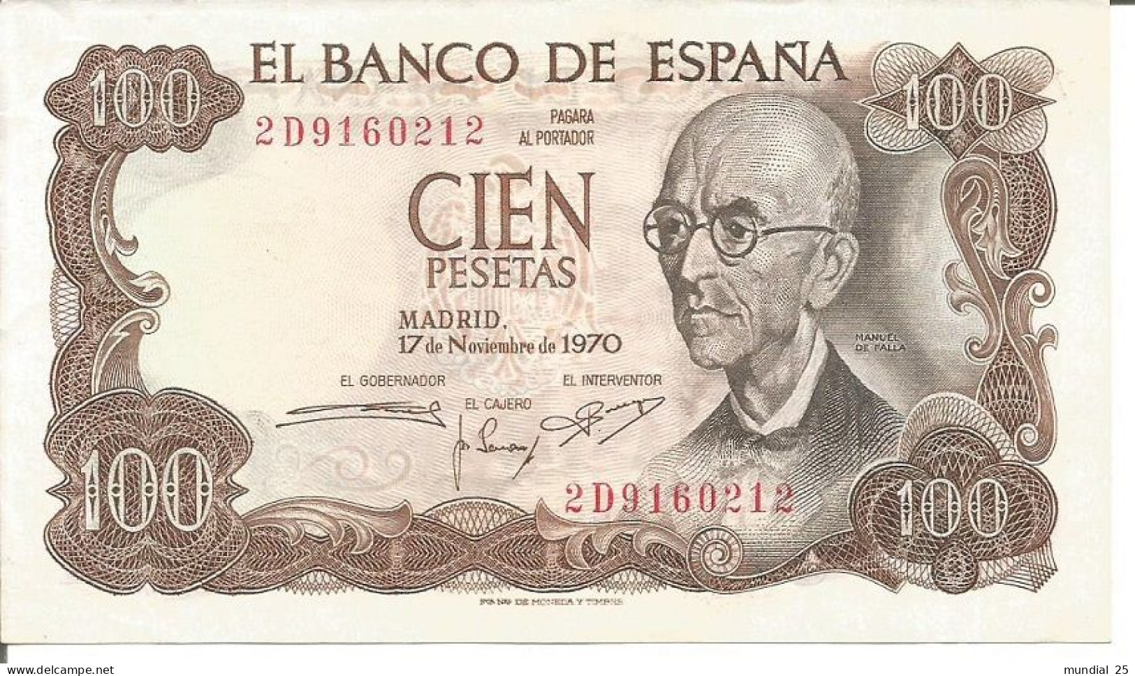 SPAIN 100 PESETAS 17/11/1970 - 100 Peseten