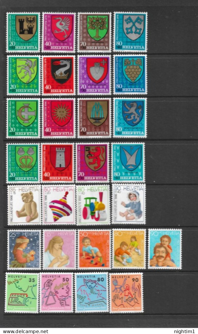 SWITZERLAND COLLECTION.  PRO JUVENTUTE SETS. MOUNTED MINT. 2 PAGES. - Unused Stamps