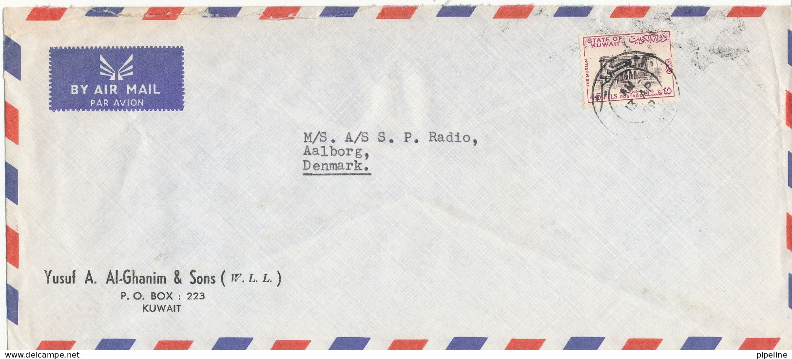 Kuwait Air Mail Cover Sent Denmark 13-4-1969 Single Franked - Koeweit