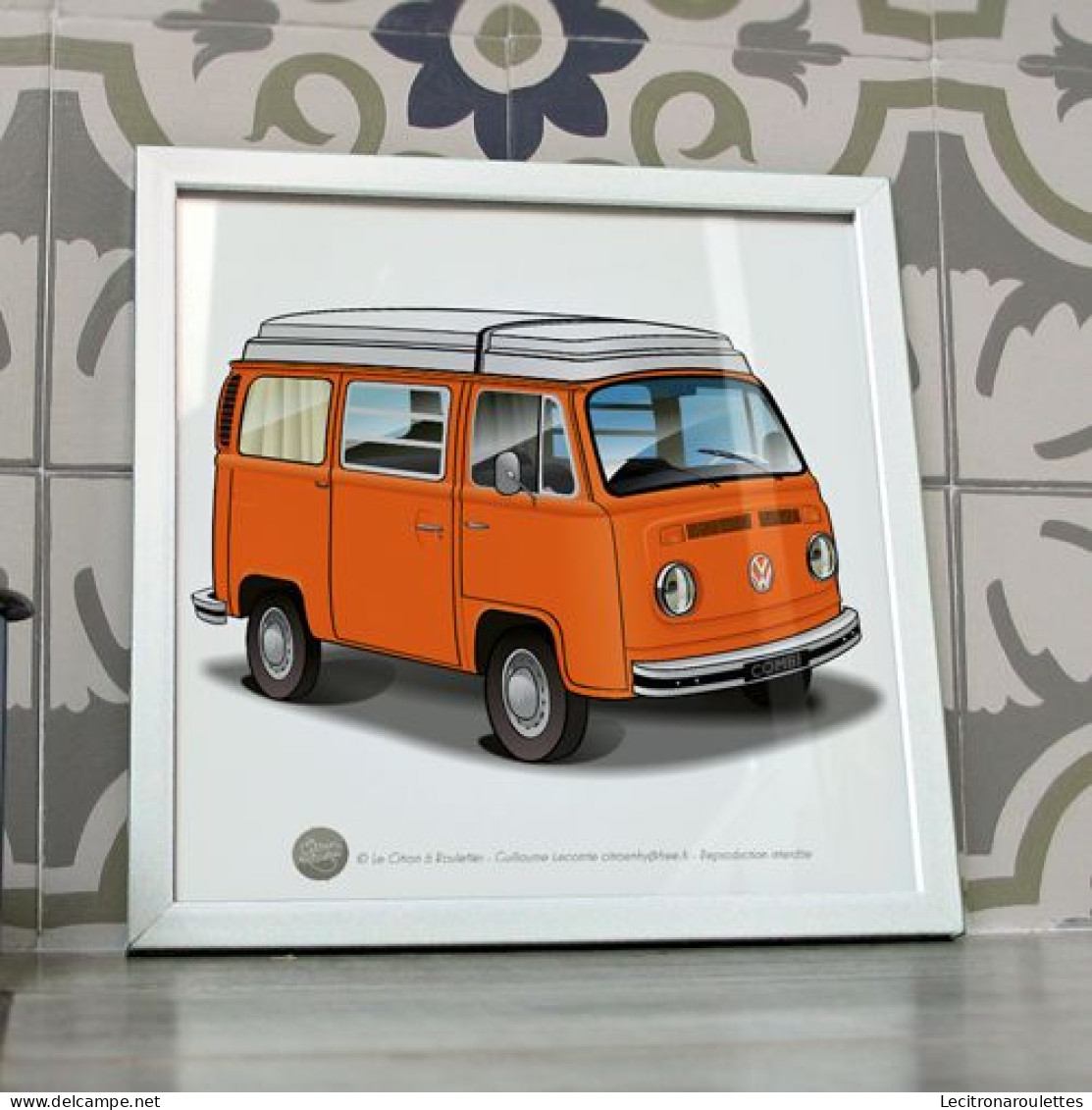 Poster Volkswagen Combi T2 Westfalia Orange Et Blanc - Auto's