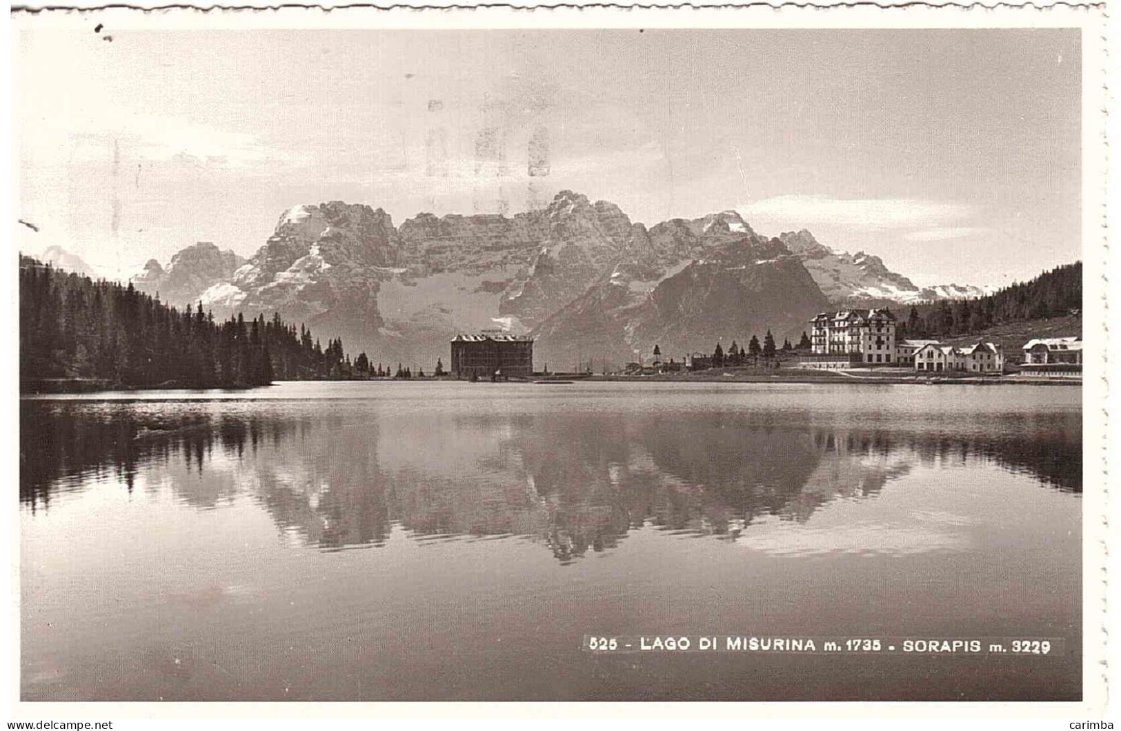 CARTOLINA LAGO DI MISURINA  ANNULLO TARGHETTA CORTINA - Storia Postale