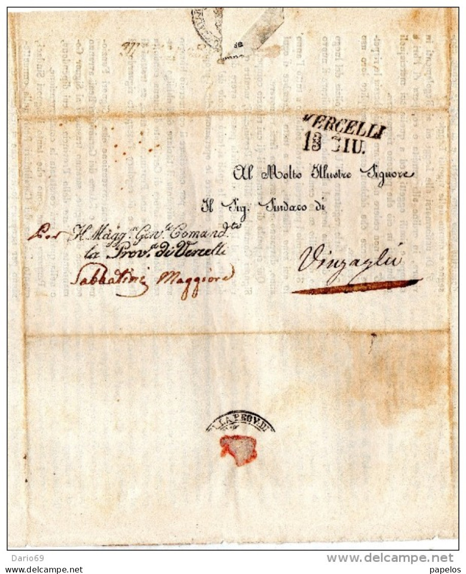 LETTERA VERCELLI - 1. ...-1850 Prefilatelia