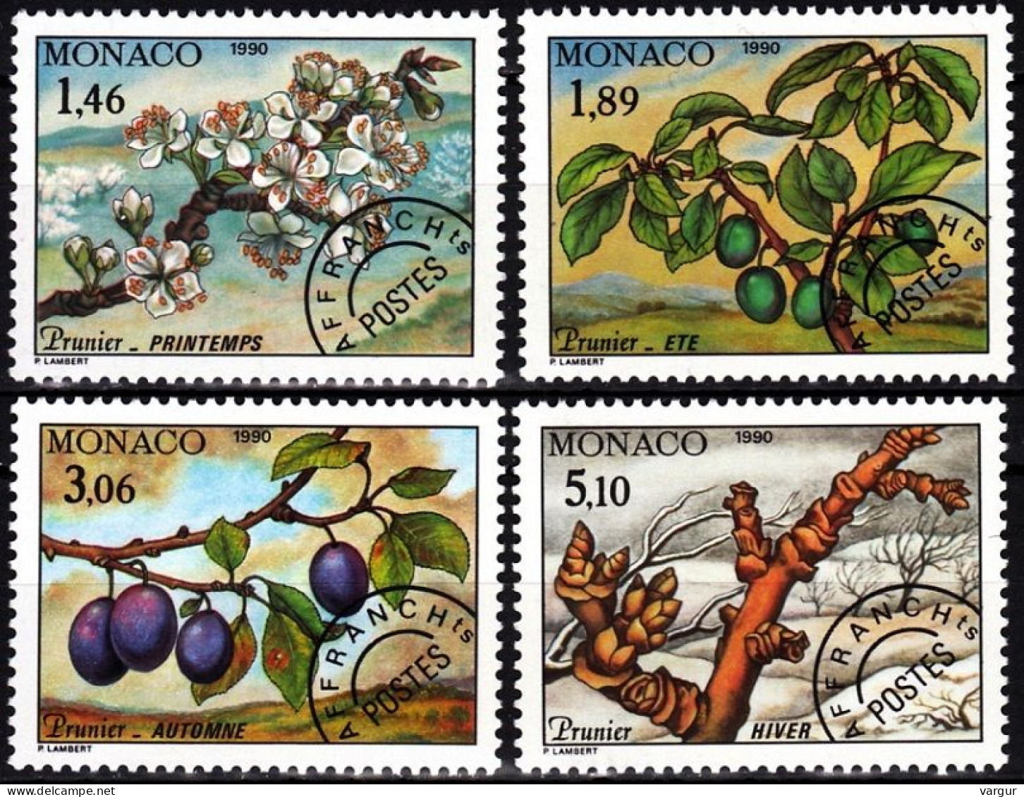 MONACO 1990 FLORA Plants: Trees Fruits. The 4 Seasons. Complete Set, MNH - Fruit