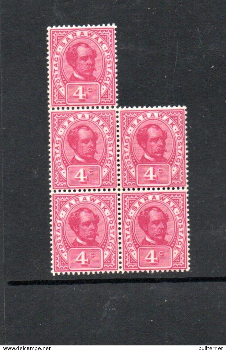 SARAWAK -1899 CHARLES BROOKE 4C RED BLOCK OF 5 MNH / OG - Sarawak (...-1963)