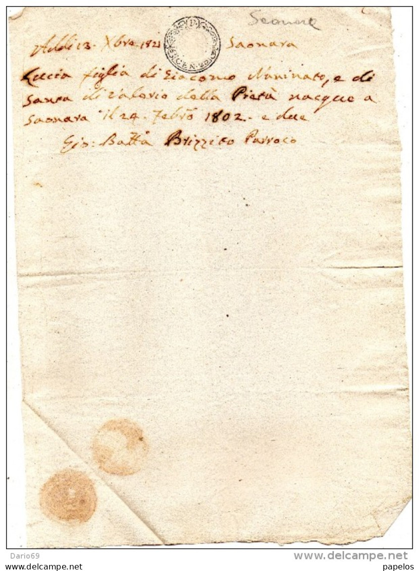 1821 SAONARA PADOVA - Religion & Esotérisme