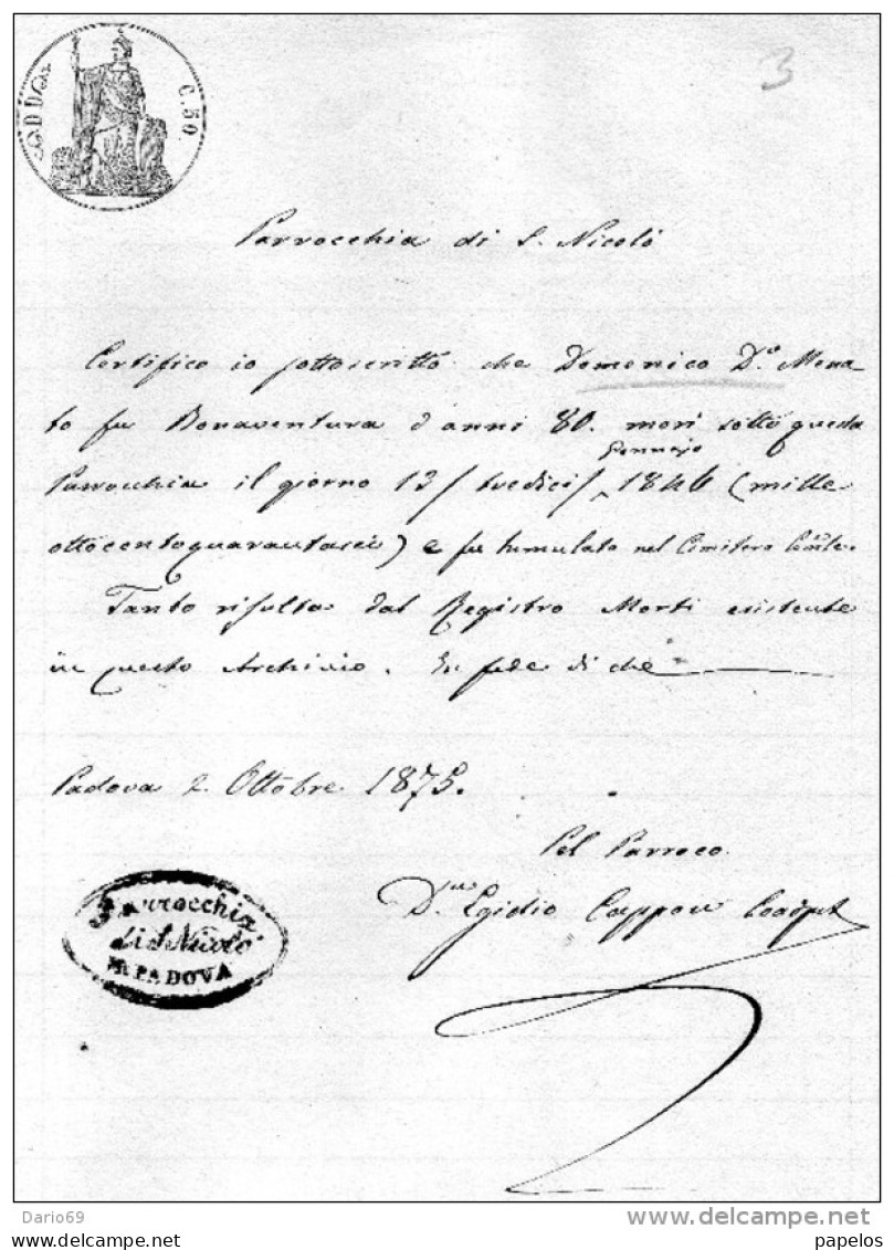1875  - PARROCCHIA  PADOVA - Religion & Esotérisme