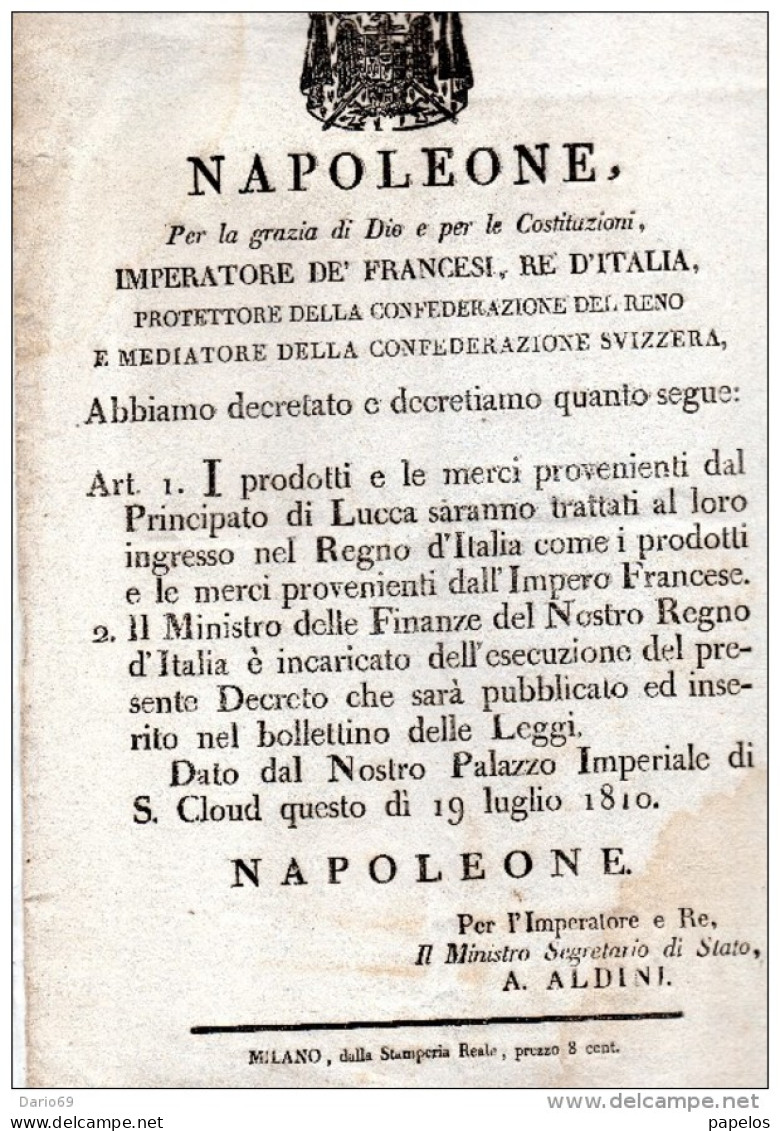 1810  MANIFESTO NAPOLEONICO - Plakate