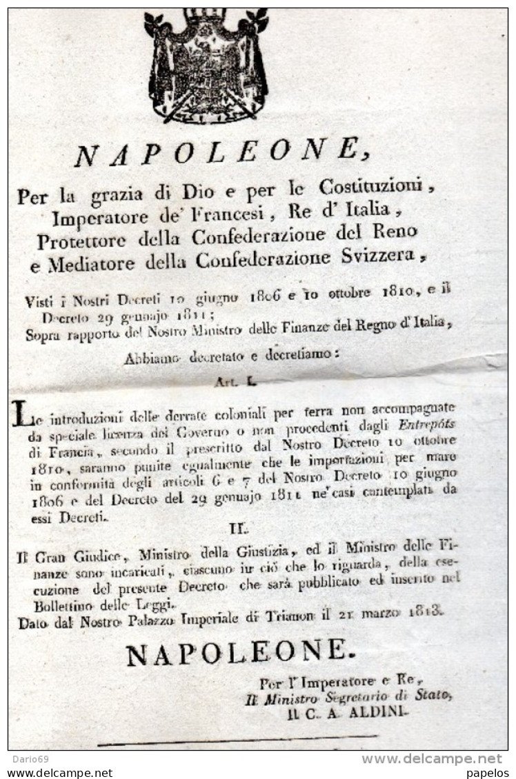 1813  MANIFESTO NAPOLEONICO - Manifesti