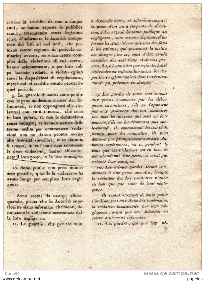 REGIO EDITTO  DEL 1831 - SUA MAESTÀ STABILISCE LE PENE CONTRO I VIOLATORI DELLE LEGGI E CAUTELE SANITARIE - Historische Dokumente