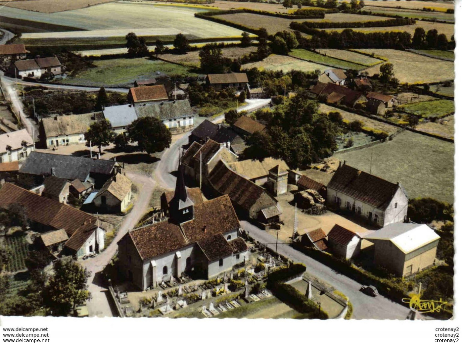 21 CENSEREY Vers Saulieu Liernais N°16 53 Vue Aérienne Sur Le Bourg Eglise Cimetière Citroën 2CV Seule - Saulieu