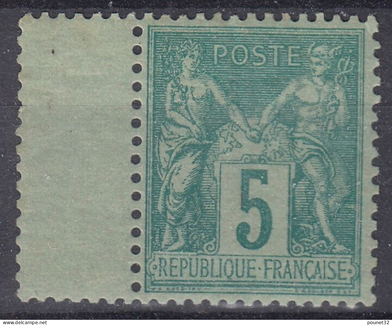 TIMBRE FRANCE SAGE N° 75 RARE RECTO VERSO PARTIEL NEUF * GOMME TRACE CHARNIERE - 1876-1898 Sage (Type II)