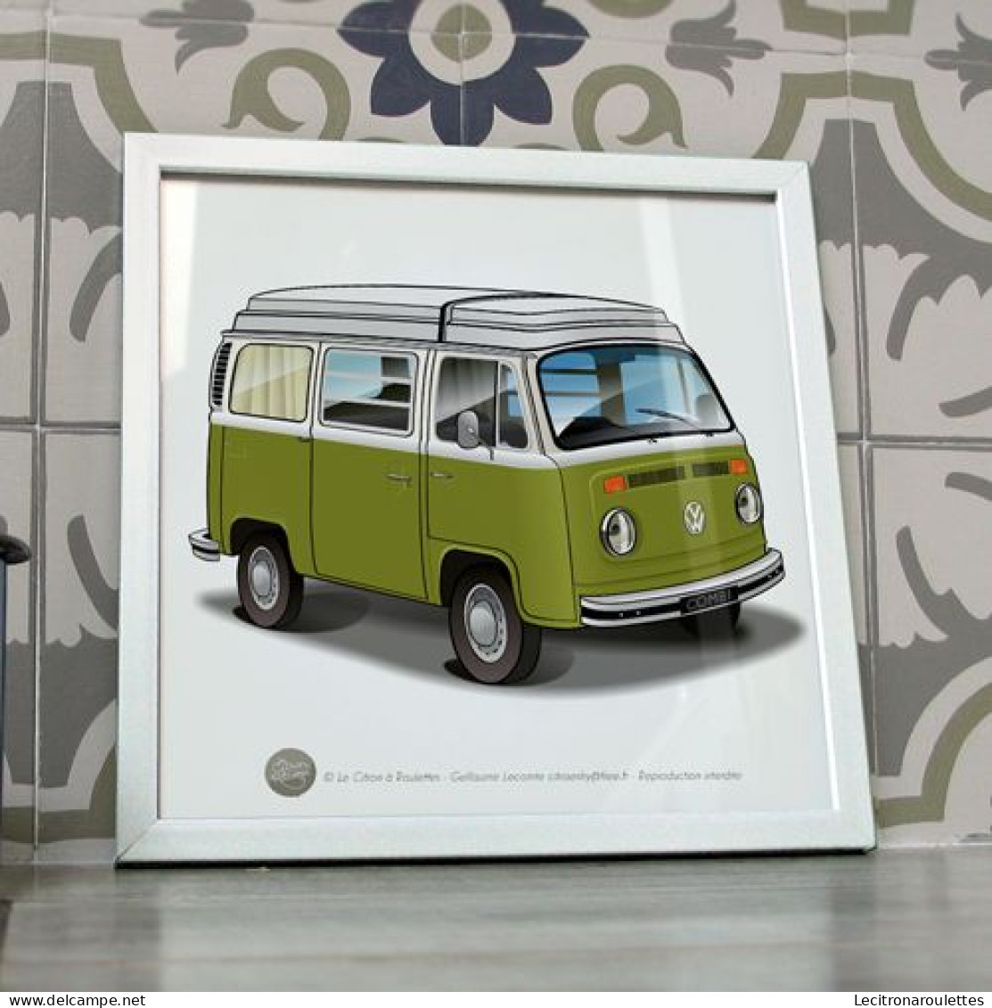 Poster Volkswagen Combi T2 Westfalia Vert Et Blanc - Voitures