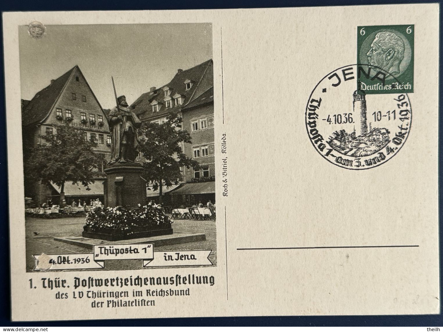 Privatganzsache Postkarte "Thüposta 1", 1936 - Brieven En Documenten