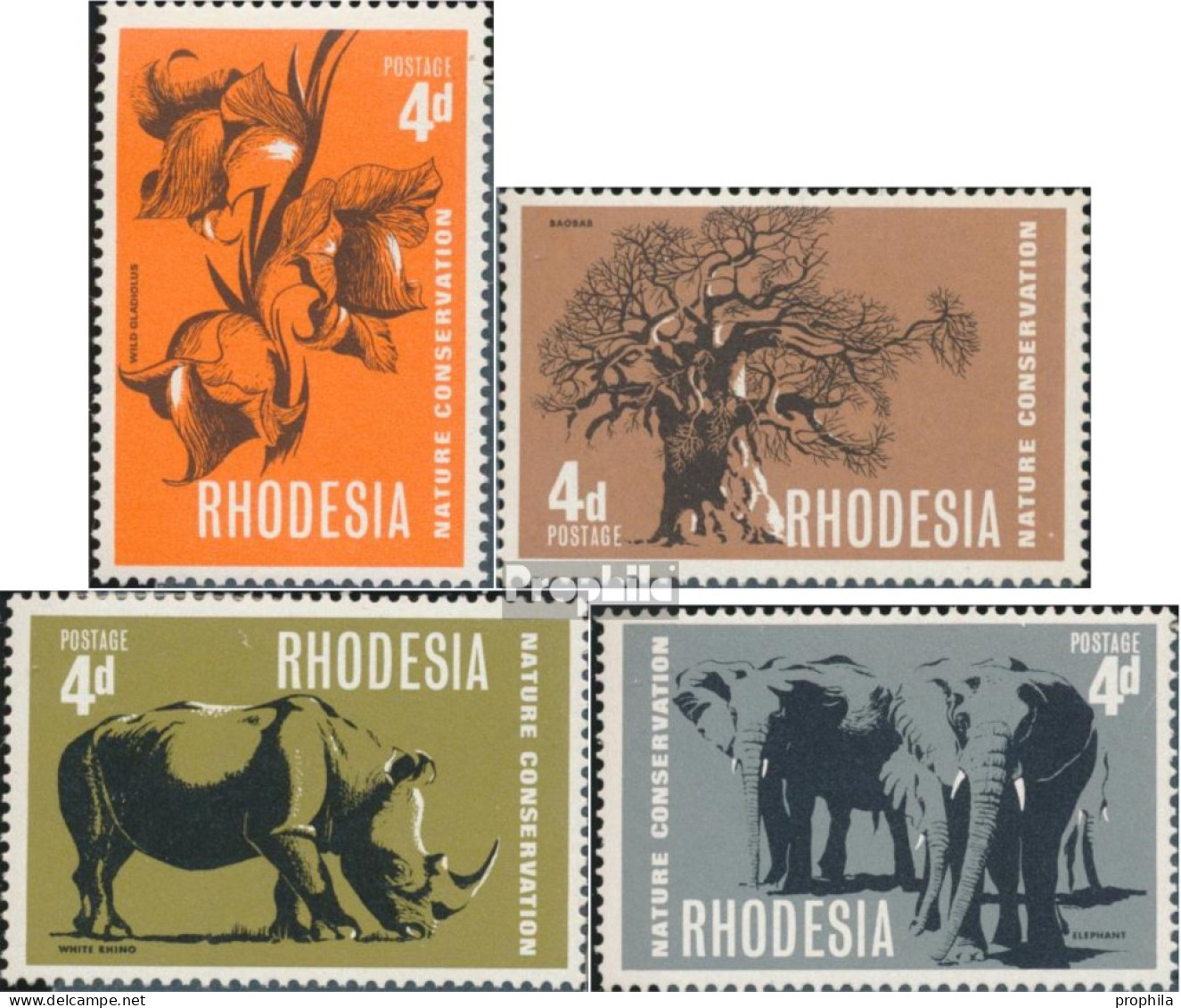Rhodesien 66-69 (kompl.Ausg.) Postfrisch 1967 Naturschutz - Rhodesia (1964-1980)