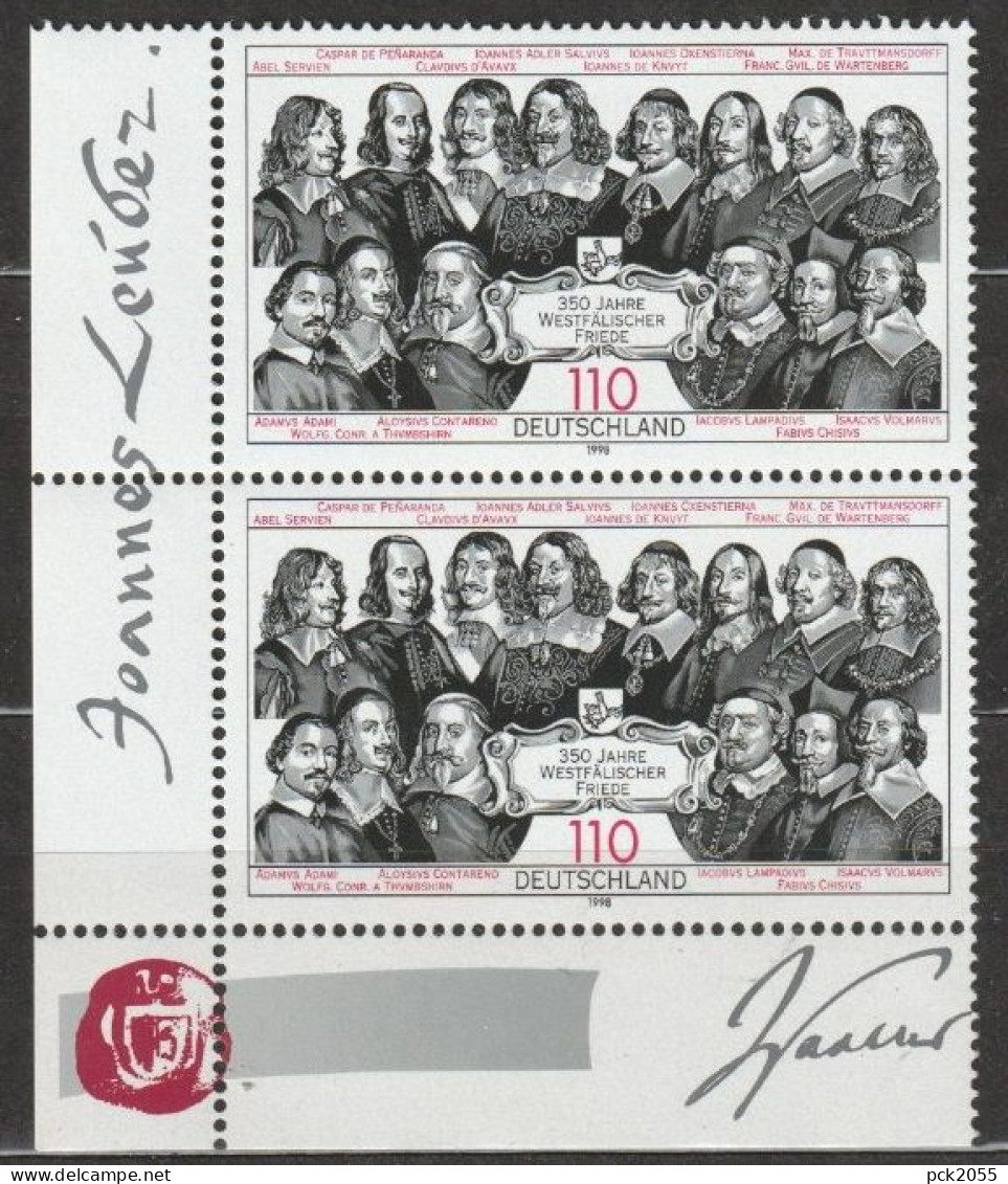 BRD 1998 MiNr.1979 ** Postfrisch Senkr. Paar 350 Jahre Westfälischer Friede ( B 2817 )günstige Versandkosten - Ongebruikt