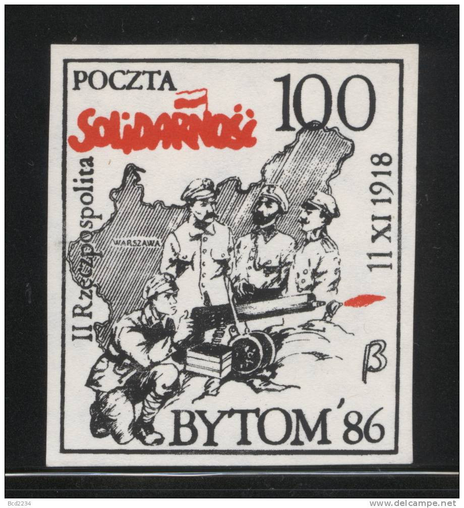 POLAND SOLIDARNOSC (POCZTA SOLIDARNOSC BYTOM) 1986 2ND POLISH REPUBLIC PILUDSKI LEGIONS MACHINE GUN (SOLID0534/0597) - Solidarnosc Labels