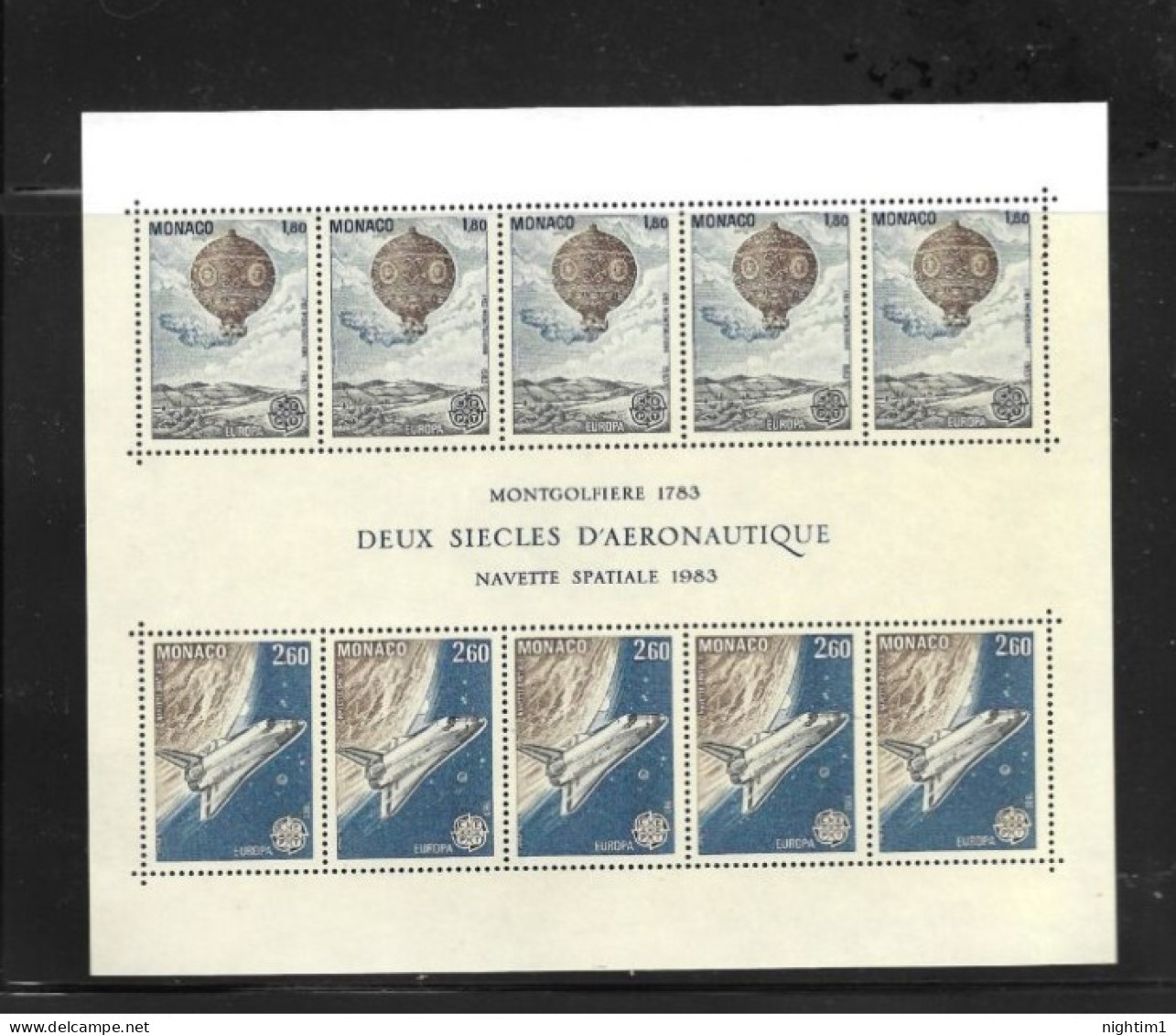 MONACO COLLECTION.  1983 DEUX SIECLES D'AERONAUTIQUE MINIATURE SHEET. UNMOUNTED MINT. - Unused Stamps