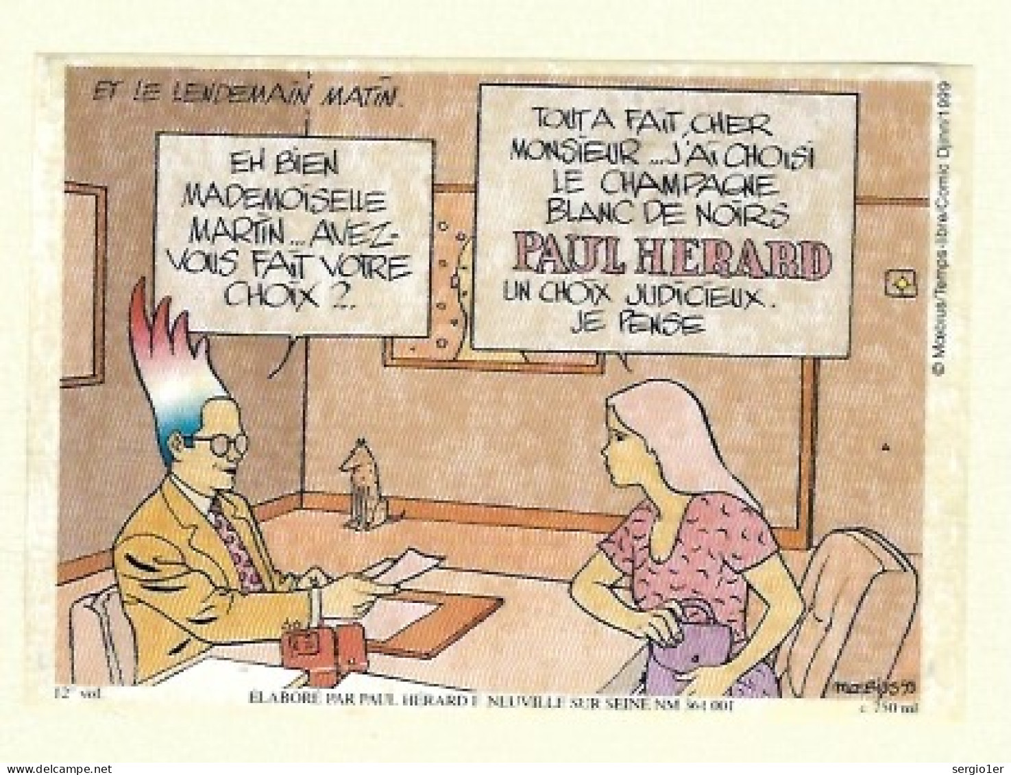 Etiquette Champagne  Blanc De Noirs Paul Herard  Neuville Sur Seine Aube 10  BD Dessin De Moebius - Champan