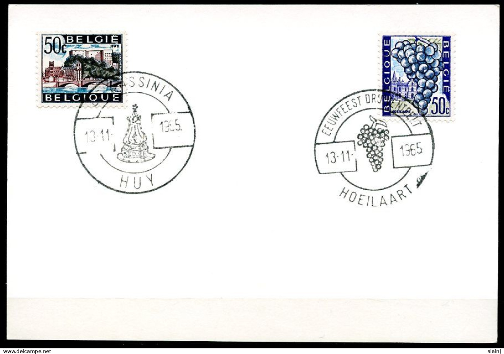 BE   1352 Et 1353    --  1er Jour  --  Cachets Huy Et Hoeilaert  (13/11/1965) - Storia Postale