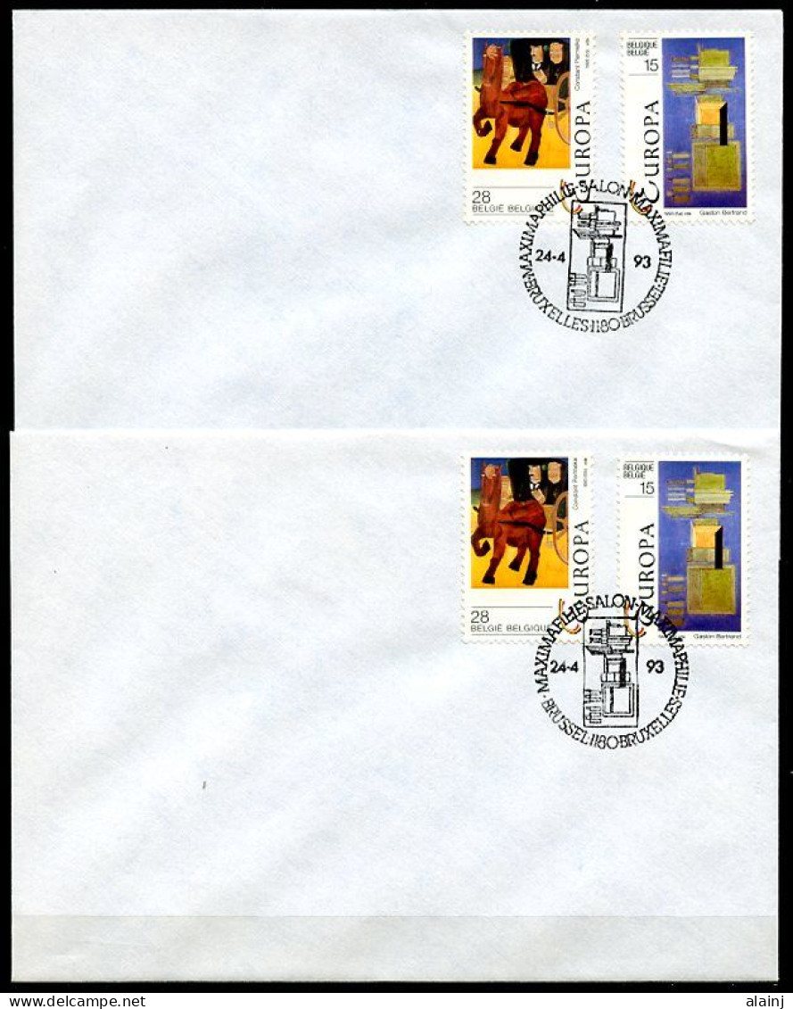 BE   2501 - 2502   --   1 Er Jour 26 / 4 / 1993  --  Env. Avec Cachet Maximaphilie - 2 Versions FR / ND - Lettres & Documents