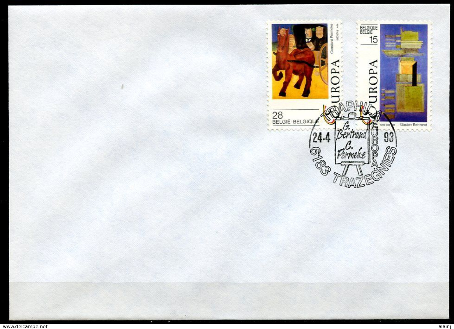 BE   2501 - 2502   --   1 Er Jour 26 / 4 / 1993  --  Env. Avec Cachet Traphila  --  Trazegnies - Storia Postale