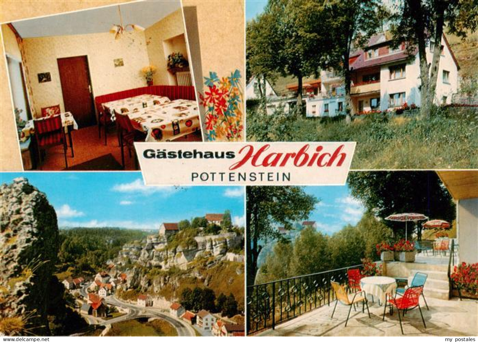 73937182 Pottenstein_Oberfranken Gaestehaus Harbich Gaststube Terrasse Panorama - Pottenstein