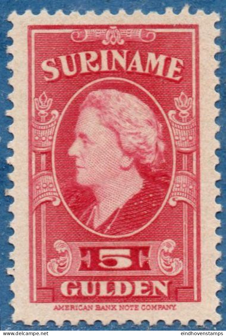 Suriname, 1945 ƒ 5.- Queen Wilhelmina MNH - Suriname ... - 1975